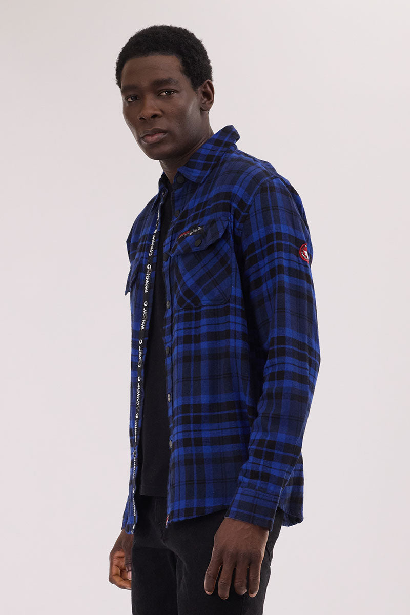 Canada Weather Gear Plaid Button Up Casual Shirt - Blue - Mens Casual Shirts - International Clothiers