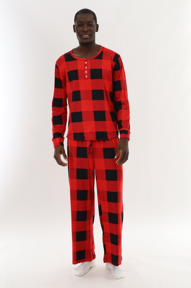 Canada Weather Gear Long Sleeve Printed Pajama Top - Red - Mens Pajamas - International Clothiers
