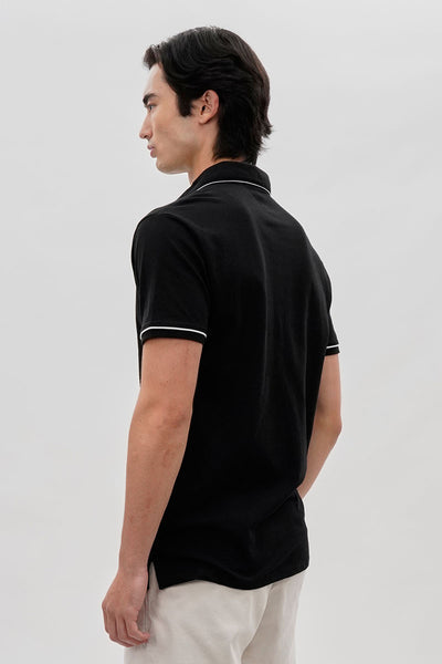 Canada Weather Gear Travel Collection Piping Detail Polo Shirt - Black - Mens Polo Shirts - International Clothiers
