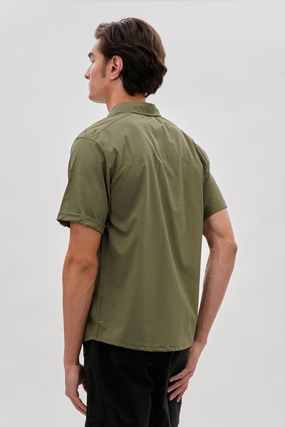 Canada Weather Gear Utility Short Sleeve Casual Shirt - Olive - Mens Casual Shirts - International Clothiers