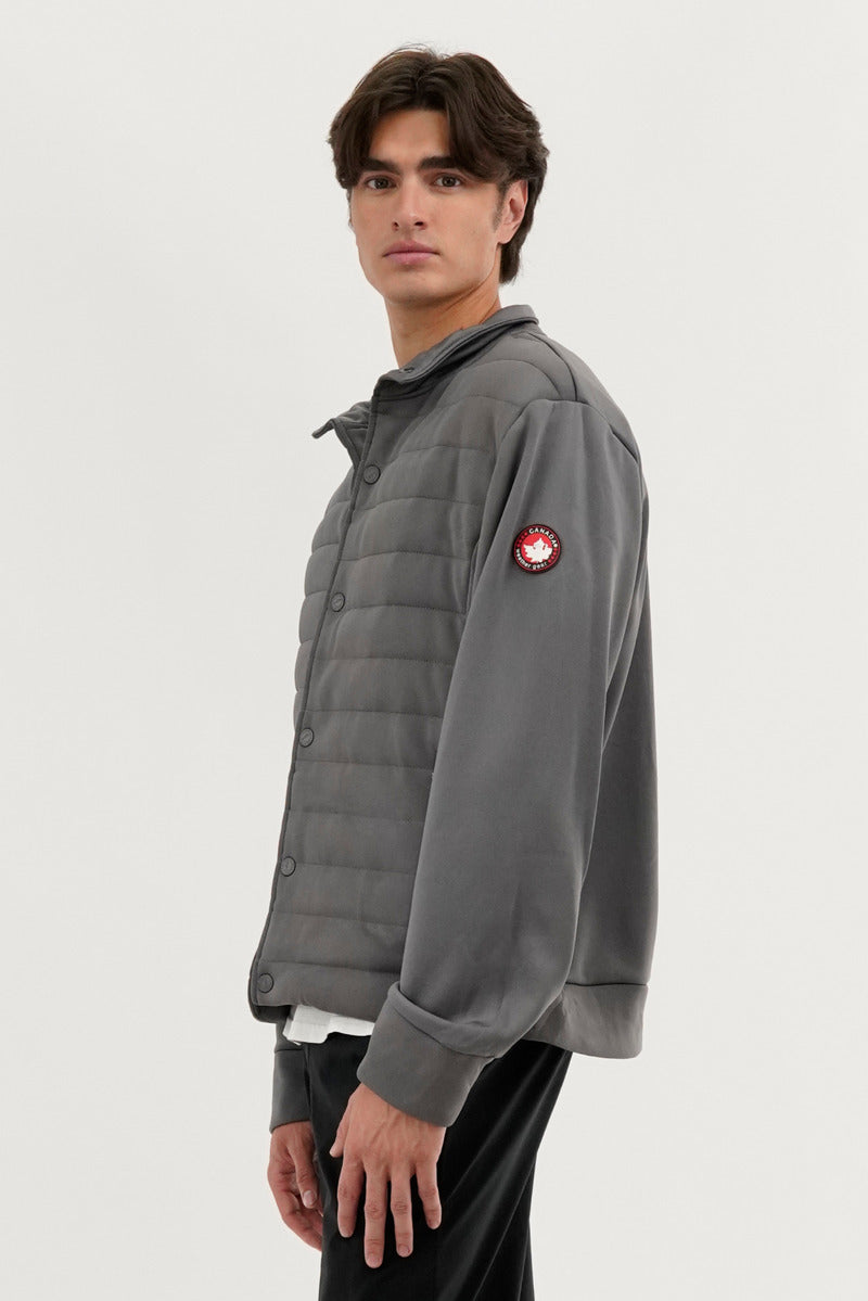 Canada Weather Gear Quilted Snap Button Lightweight Jacket - Grey - Mens Lightweight Jackets - International Clothiers