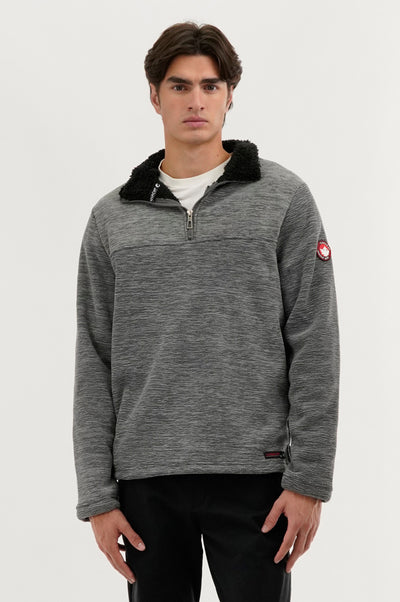 Canada Weather Gear Sherpa Lined 1/4 Zip Pullover Sweater - Grey - Mens Pullover Sweaters - International Clothiers