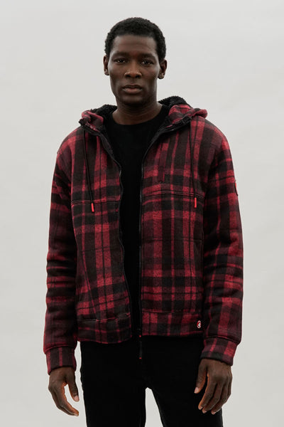 Canada Weather Gear Hooded Sherpa Lined Lightweight Jacket - Red - Mens Lightweight Jackets - International Clothiers