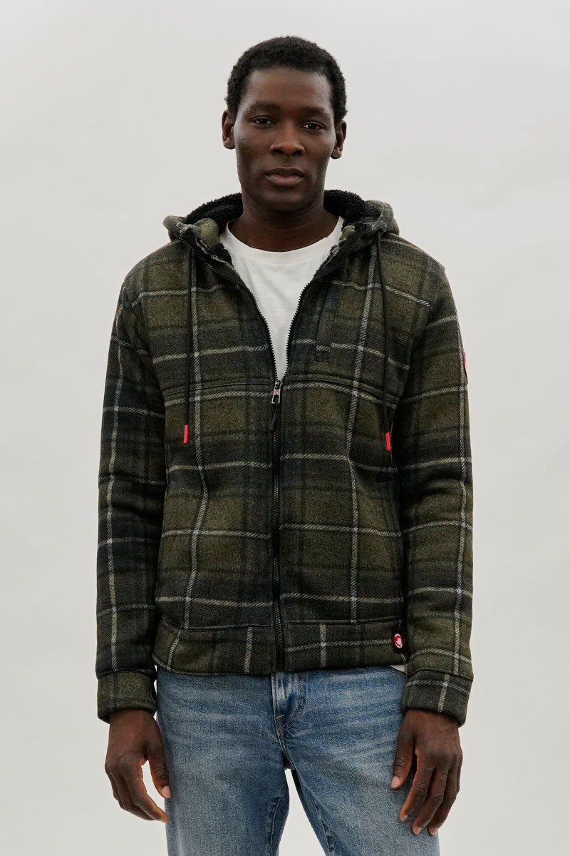 Canada Weather Gear Hooded Sherpa Lined Lightweight Jacket - Olive - Mens Lightweight Jackets - International Clothiers