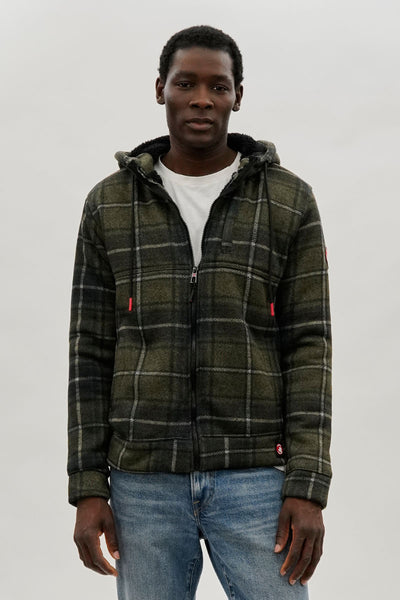 Canada Weather Gear Hooded Sherpa Lined Lightweight Jacket - Olive - Mens Lightweight Jackets - International Clothiers