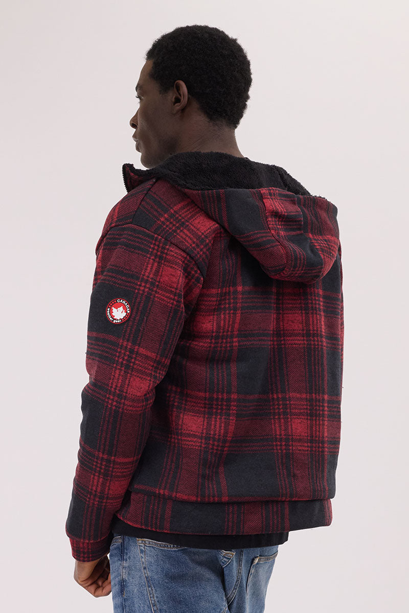 Canada Weather Gear Hooded Sherpa Lined Lightweight Jacket - Red - Mens Hoodies & Sweatshirts - International Clothiers