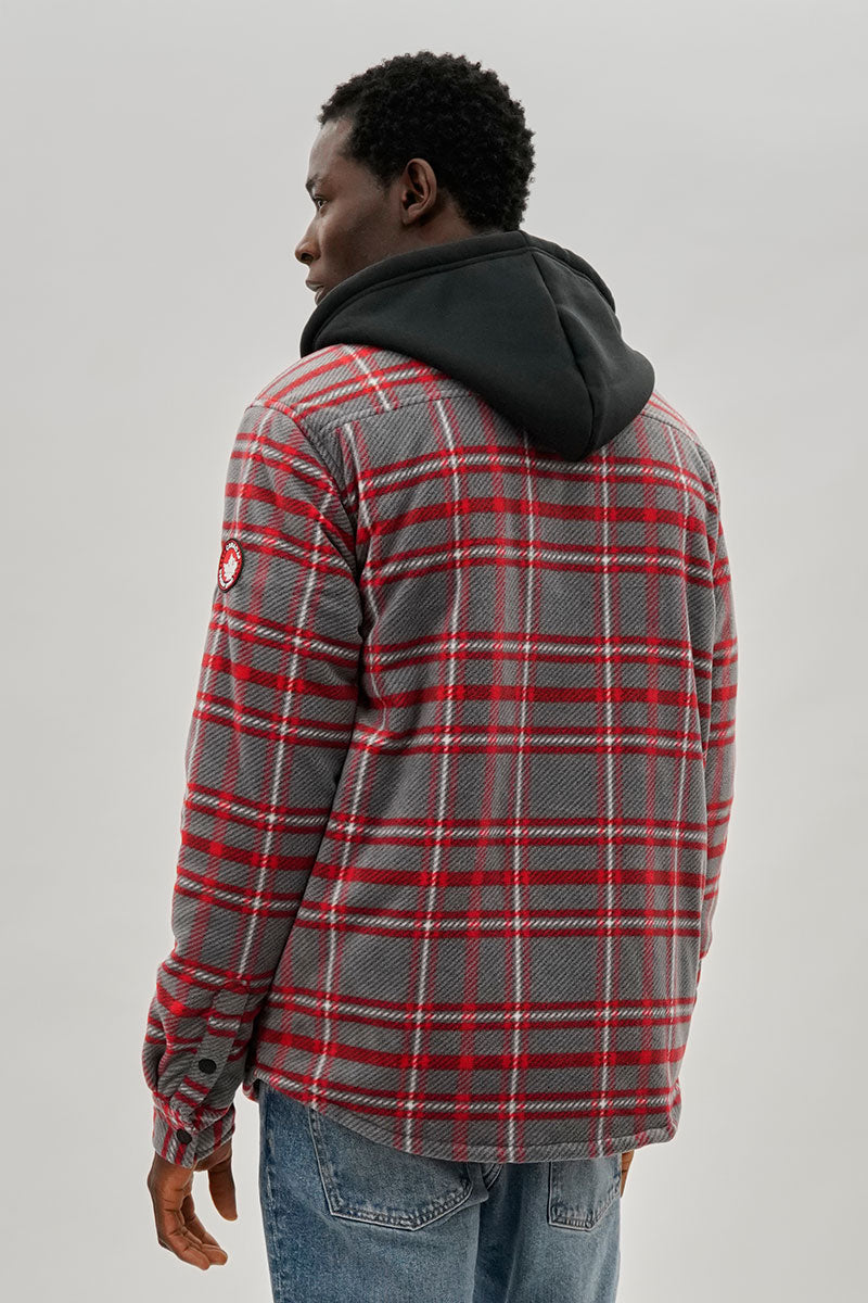 Canada Weather Gear Plaid Hooded Lightweight Jacket - Grey - Mens Lightweight Jackets - International Clothiers