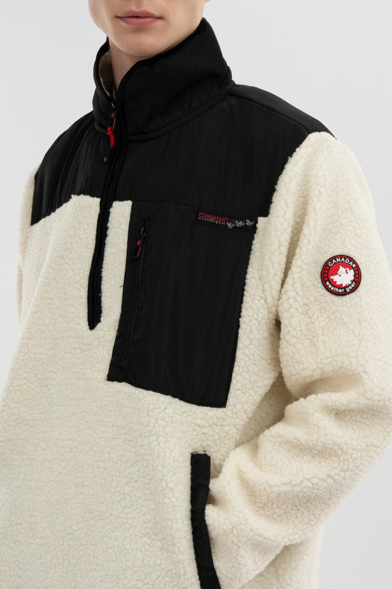 Canada Weather Gear Sherpa Fleece Pullover Sweater - Cream - Mens Pullover Sweaters - International Clothiers