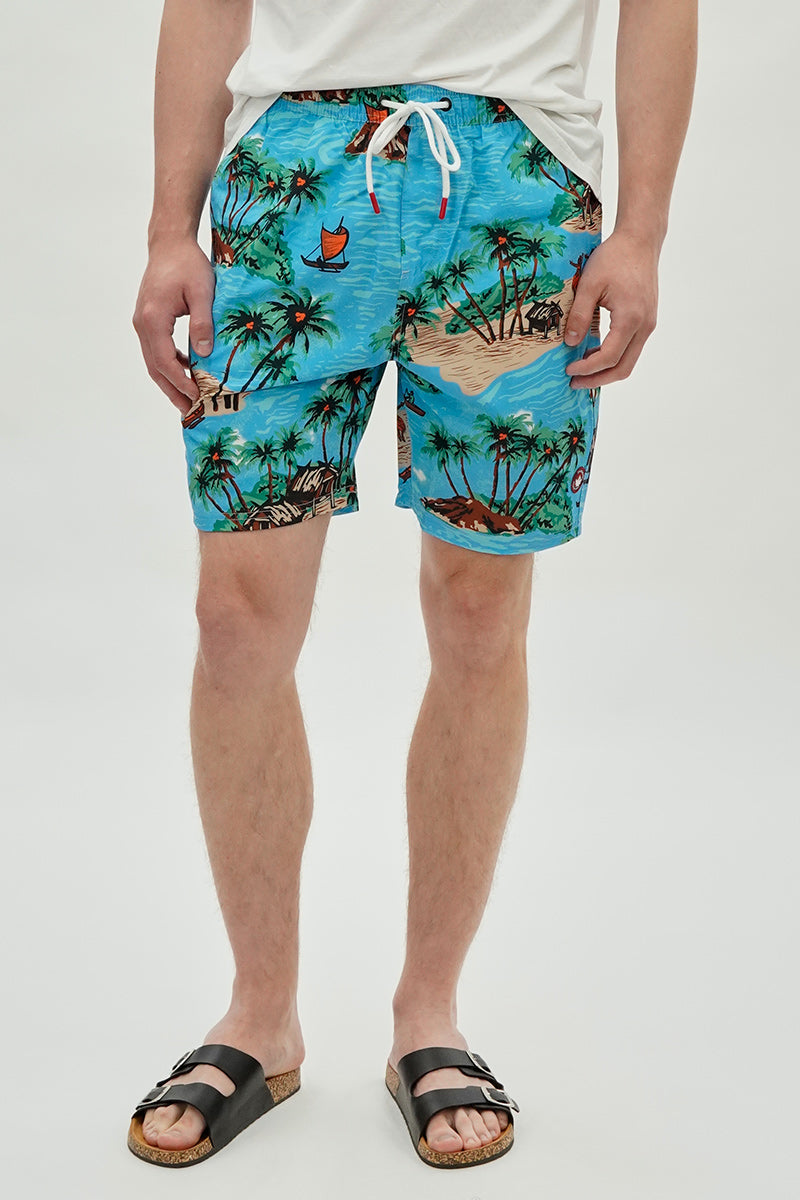 Canada Weather Gear Tropical Print Swim Shorts - Turquoise - Mens Shorts & Capris - International Clothiers