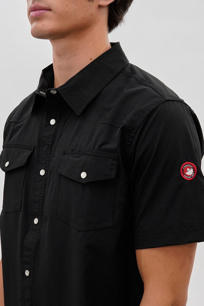 Canada Weather Gear Short Sleeve Snap Button Casual Shirt - Black - Mens Casual Shirts - International Clothiers