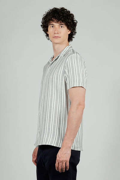 Kenneth Blake Striped Basic Button Up Casual Shirt - White