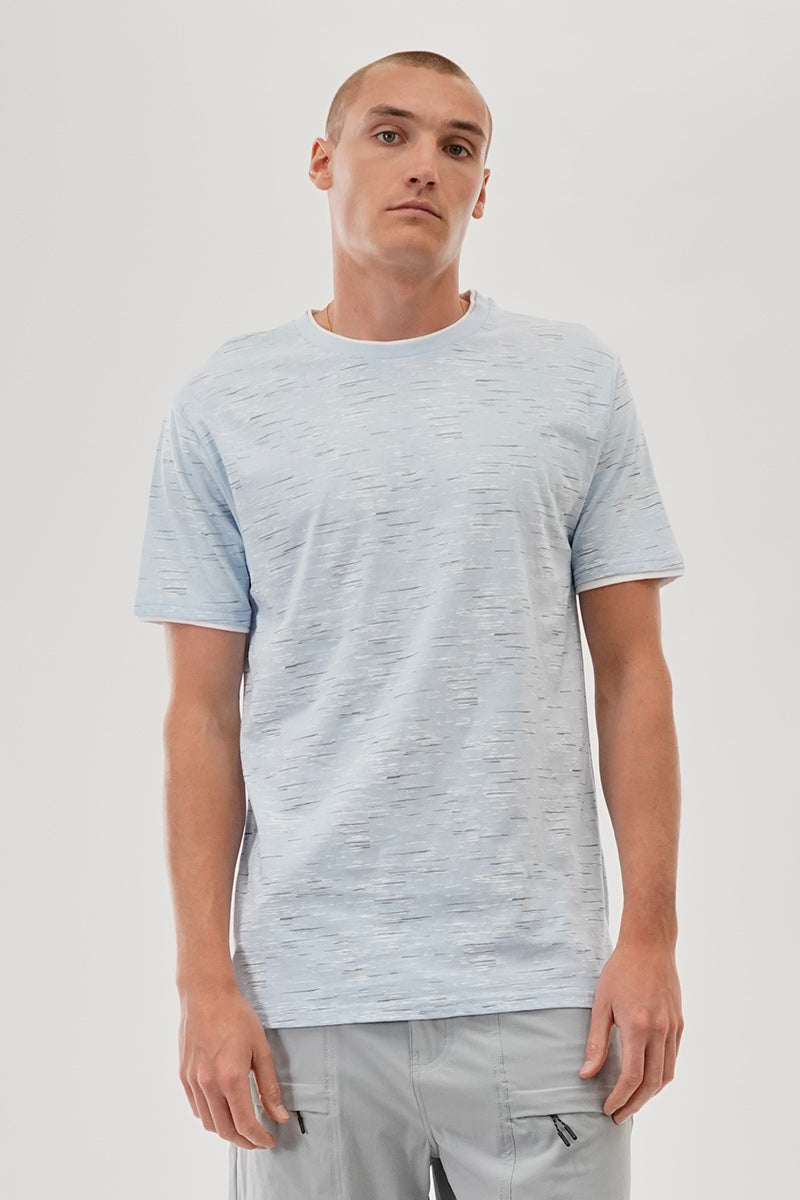 Canada Weather Gear Vintage Patterned Crewneck Tee - Aqua - Mens Tees & Tank Tops - International Clothiers