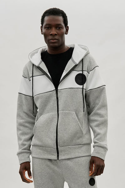 Super Triple Goose Colour Block Zip Up Hoodie - Grey - Mens Hoodies & Sweatshirts - International Clothiers