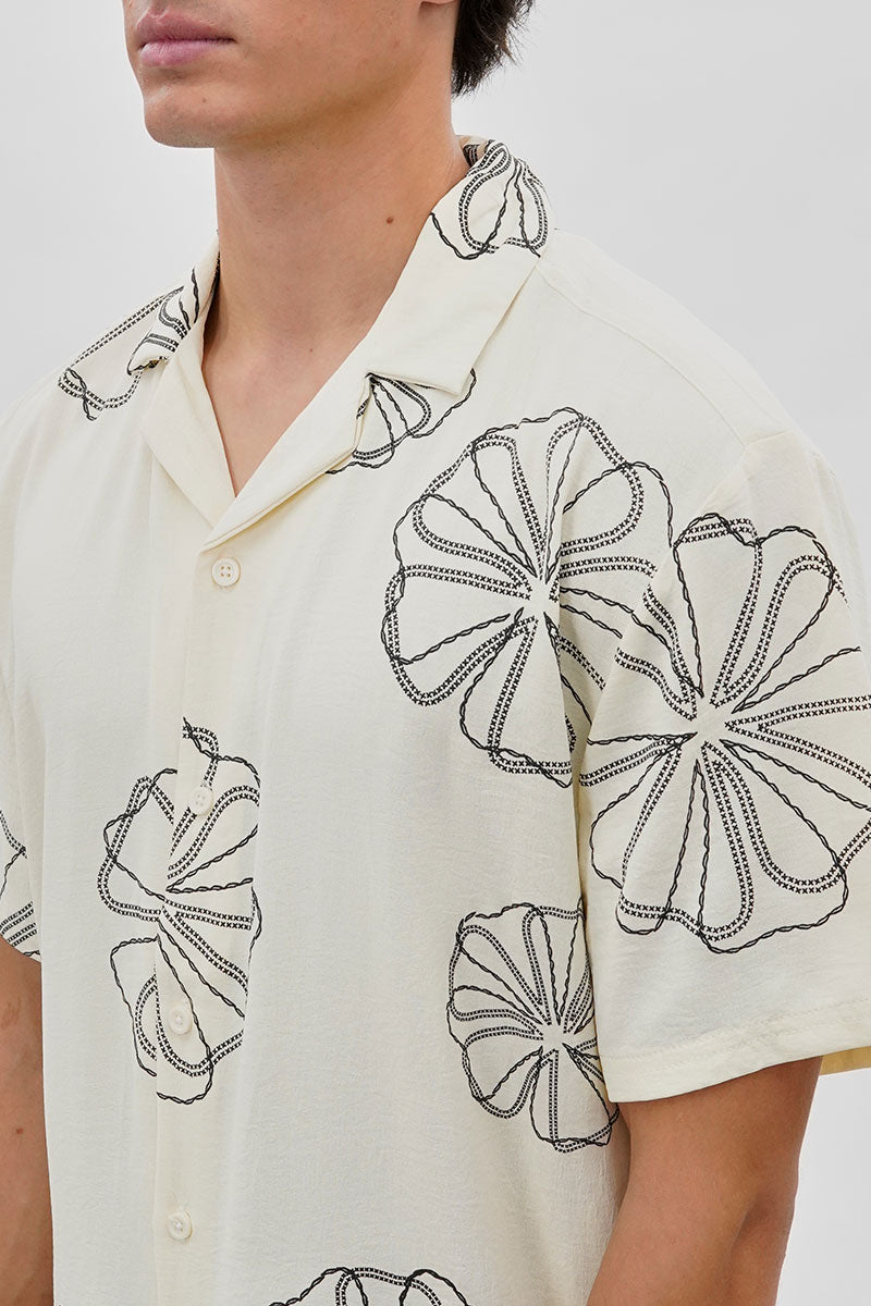 Saints Studio Floral Camp Collar Casual Shirt - Cream - Mens Casual Shirts - International Clothiers