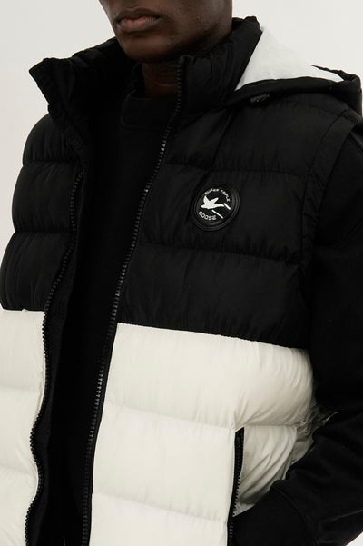 Super Triple Goose Colour Block Hooded Vest - White - Mens Vests - International Clothiers