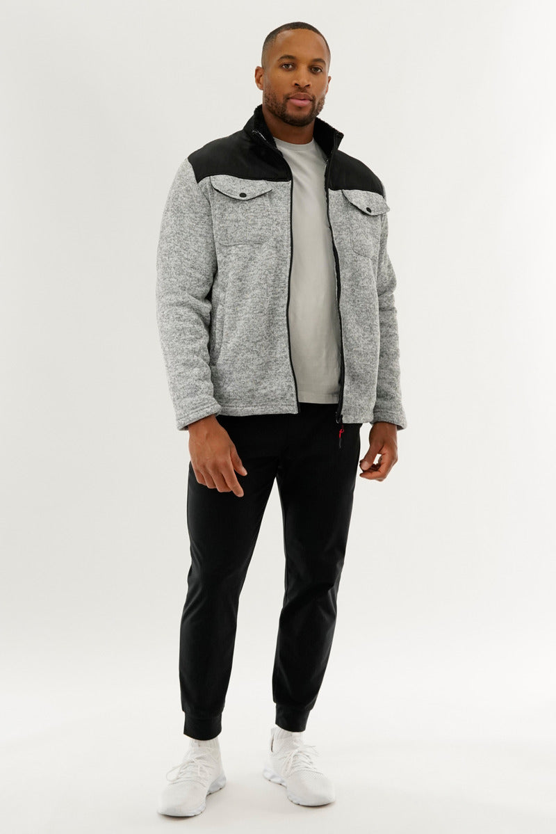 Canada Weather Gear Sherpa Lined Fleece Lightweight Jacket - Grey - Mens Lightweight Jackets - International Clothiers