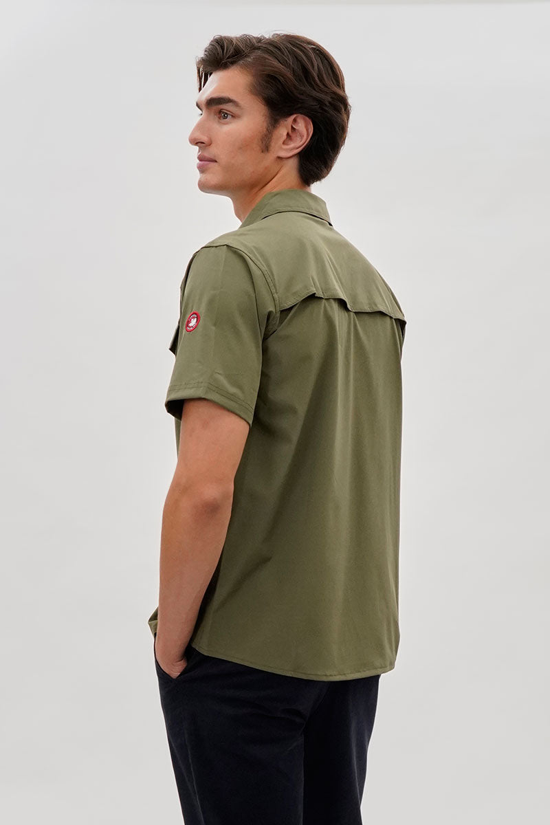 Canada Weather Gear Short Sleeve Snap Button Casual Shirt - Olive - Mens Casual Shirts - International Clothiers