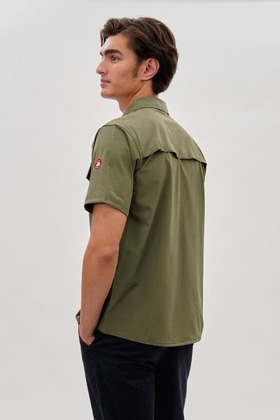 Canada Weather Gear Short Sleeve Snap Button Casual Shirt - Olive - Mens Casual Shirts - International Clothiers