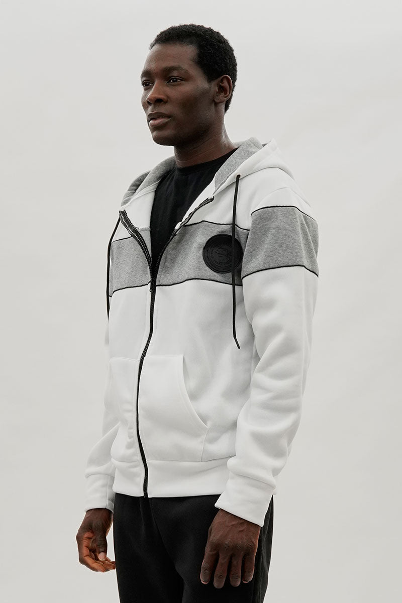 Super Triple Goose Colour Block Zip Up Hoodie - White - Mens Hoodies & Sweatshirts - International Clothiers