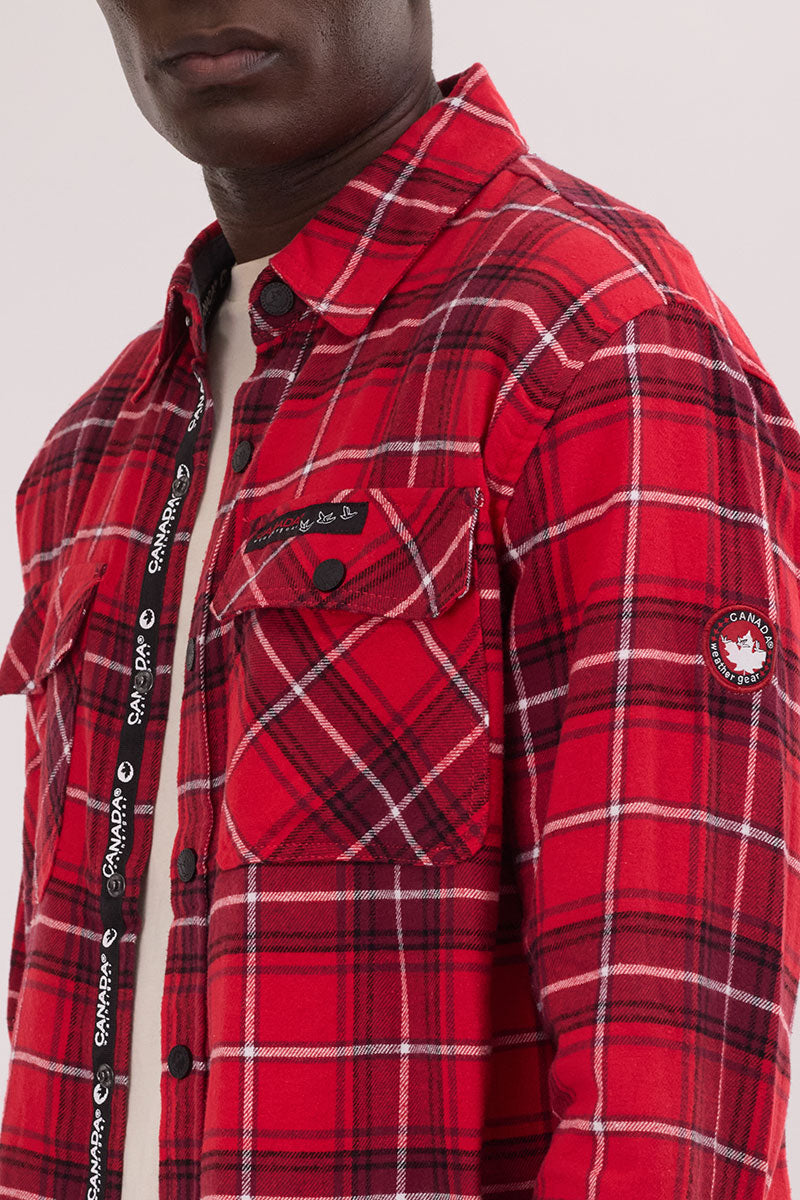 Canada Weather Gear Flannel Button Up Casual Shirt - Red - Mens Casual Shirts - International Clothiers