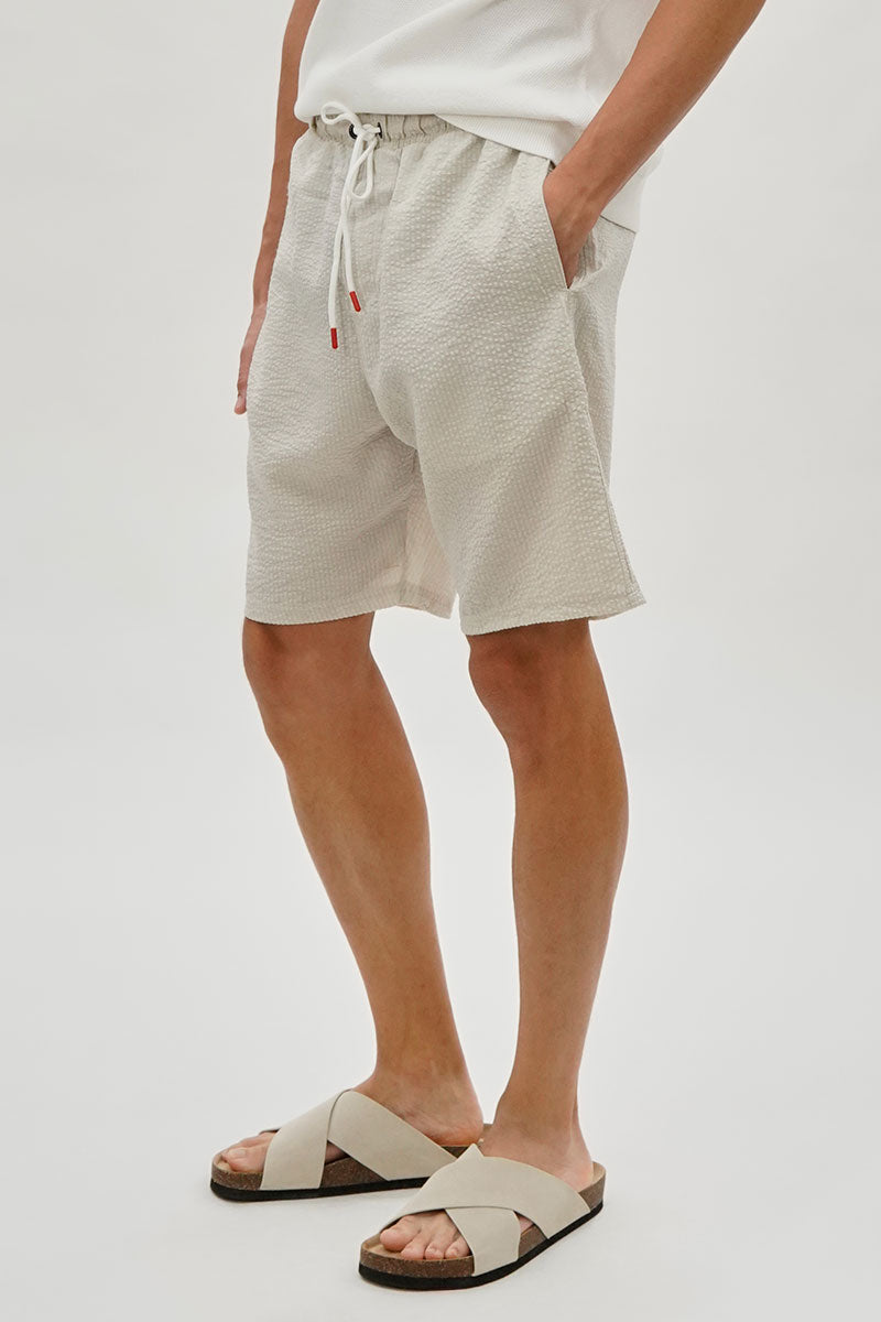 Canada Weather Gear Vintage Textured Tie Waist Shorts - Cream - Mens Shorts & Capris - International Clothiers