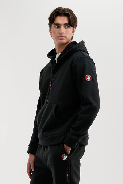 Canada Weather Gear Fleece Half Zip Hoodie - Black - Mens Hoodies & Sweatshirts - International Clothiers