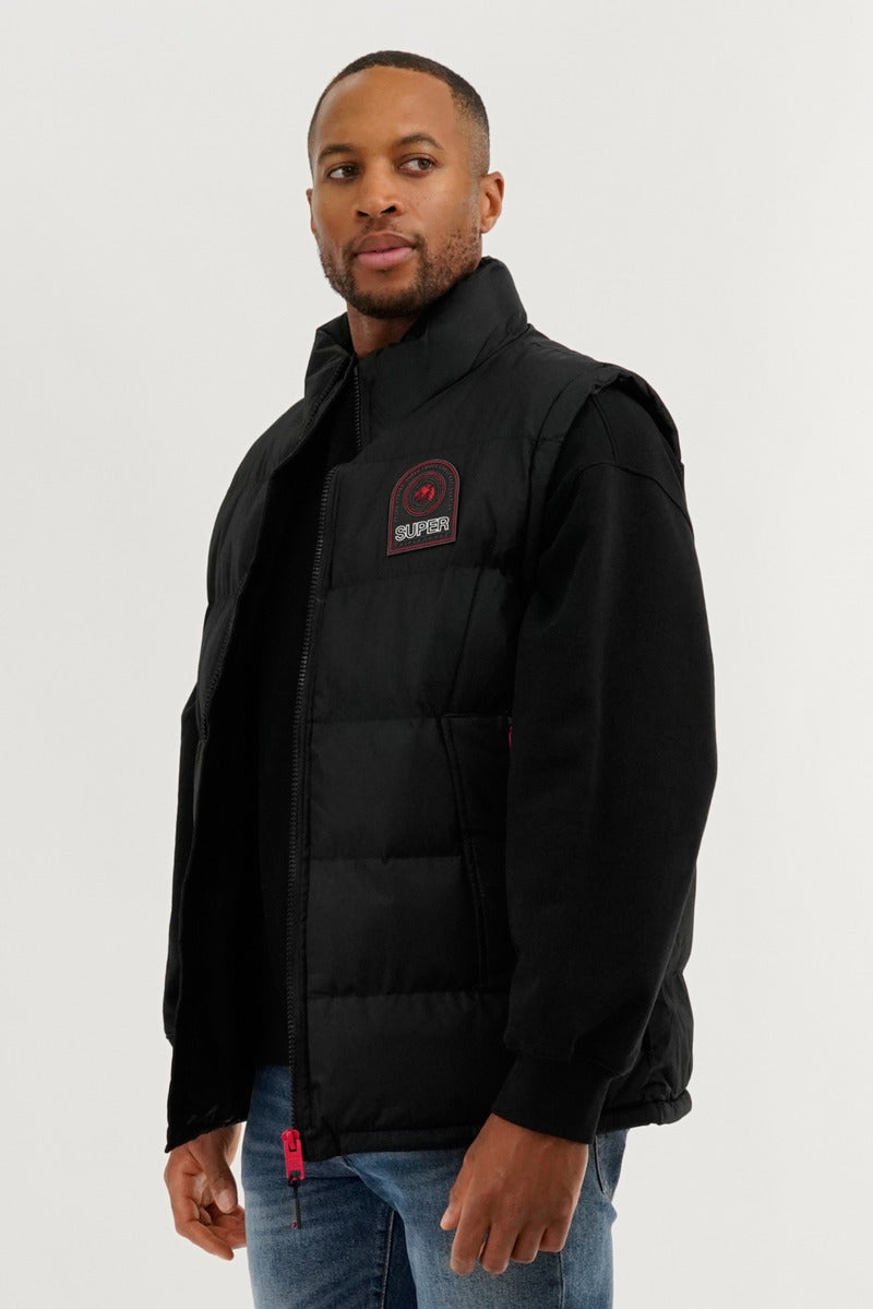Super Triple Goose Double Pocket Bubble Vest - Black - Mens Vests - International Clothiers