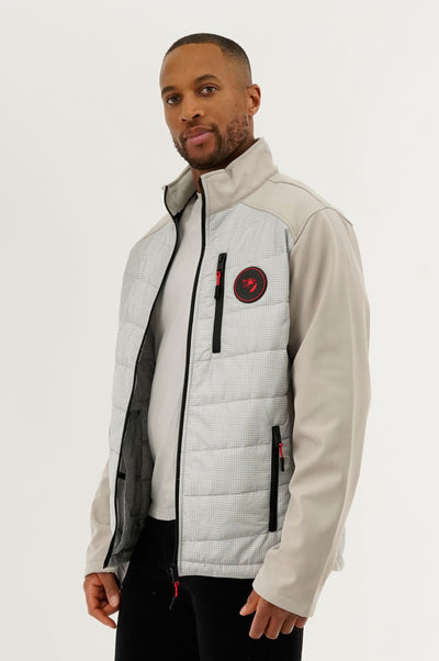 Super Triple Goose Quilted Colour Block Lightweight Jacket - Stone - Mens Lightweight Jackets - International Clothiers