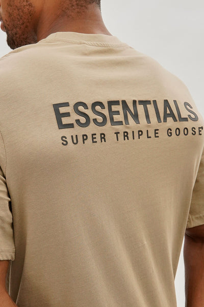 Essentials Super Triple Goose Logo Print Tee - Beige - Mens Tees & Tank Tops - International Clothiers