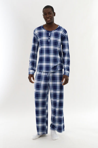 Canada Weather Gear Long Sleeve Printed Pajama Top - Blue - Mens Pajamas - International Clothiers