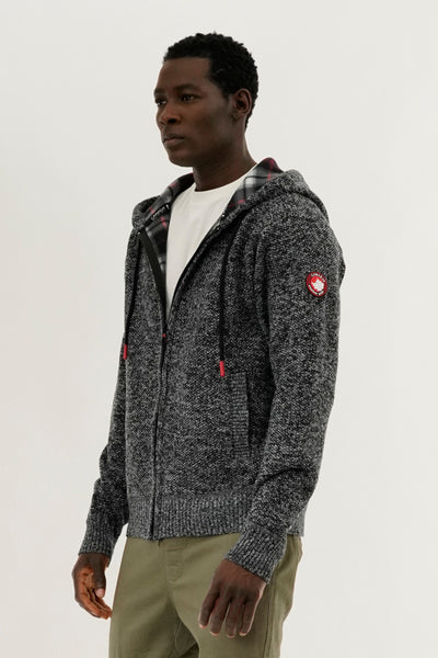 Canada Weather Gear Plaid Lined Zip Up Knit Hoodie - Black - Mens Hoodies & Sweatshirts - International Clothiers