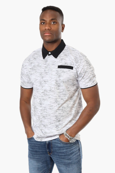 Jay Y. Ko Patterned Front Pocket Polo Shirt - White - Mens Polo Shirts - International Clothiers