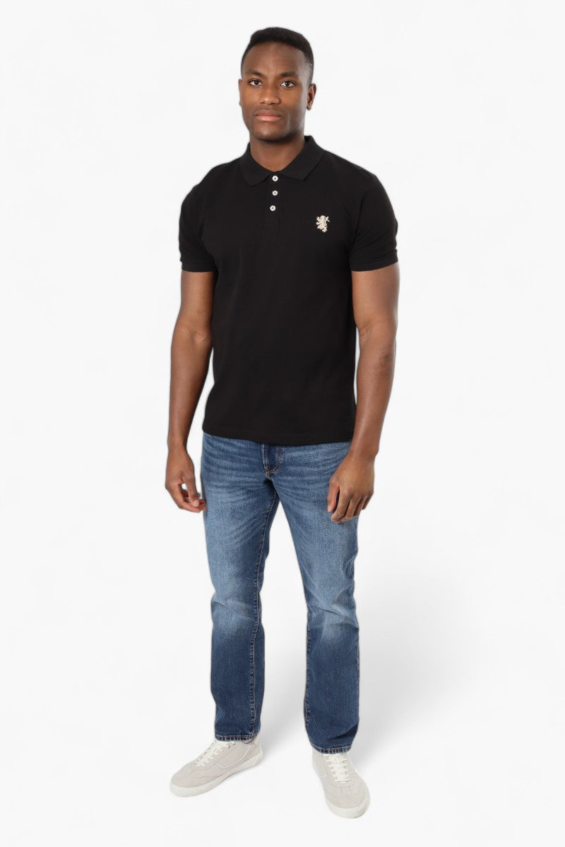 Vroom & Dreesmann Button Up Knit Polo Shirt - Black - Mens Polo Shirts - International Clothiers