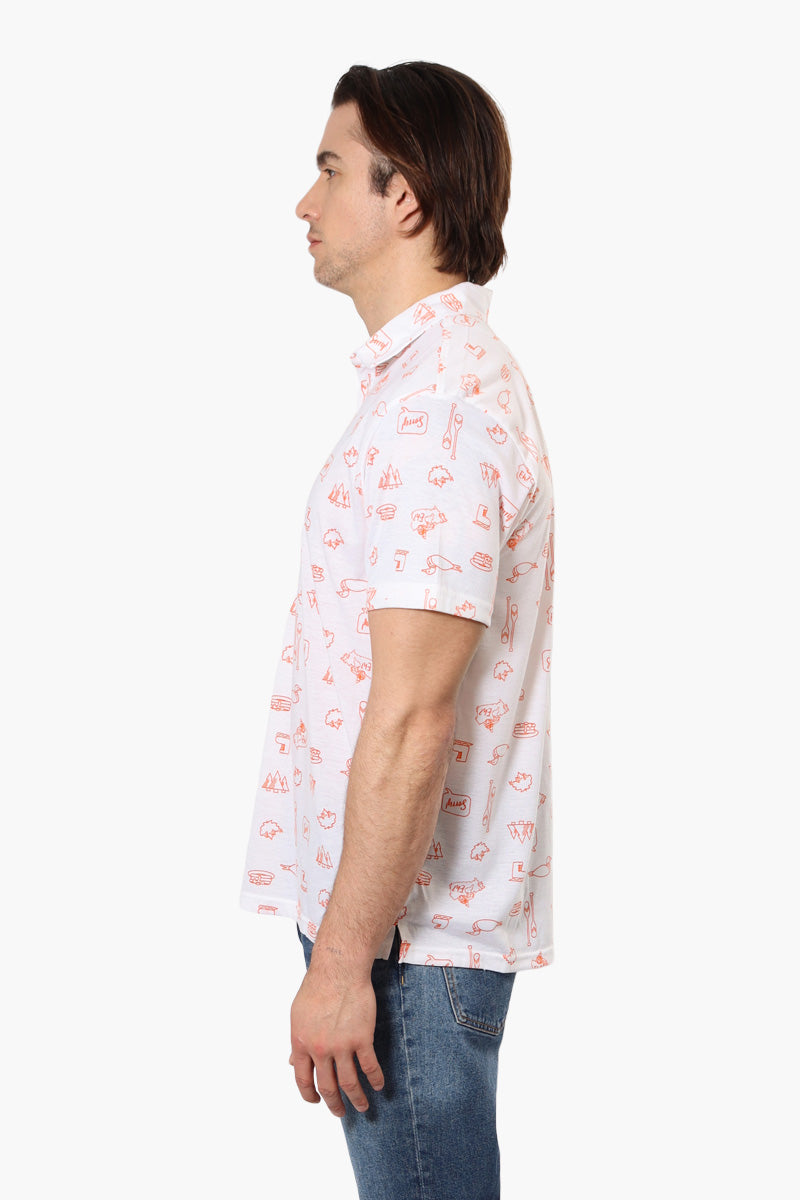 Canada Weather Gear Canadiana Pattern Polo Shirt - White - Mens Polo Shirts - International Clothiers