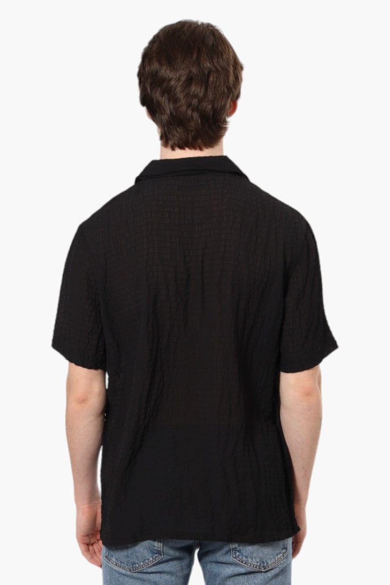 Bruno Camp Collar Textured Casual Shirt - Black - Mens Casual Shirts - International Clothiers