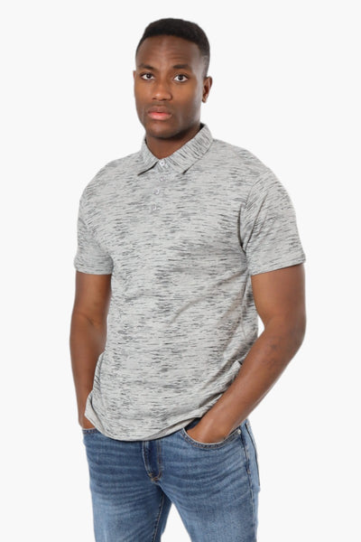 Jay Y. Ko Patterned Button Up Polo Shirt - Grey - Mens Polo Shirts - International Clothiers
