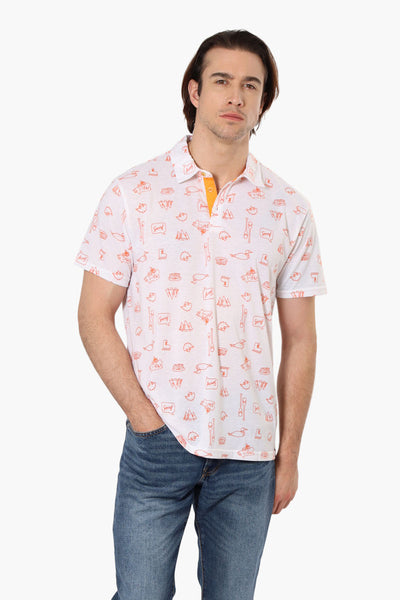 Canada Weather Gear Canadiana Pattern Polo Shirt - White - Mens Polo Shirts - International Clothiers