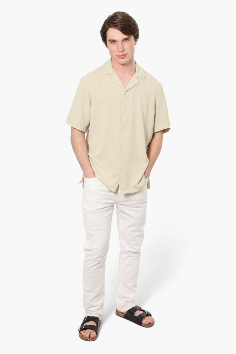Bruno Camp Collar Button Up Casual Shirt - Cream - Mens Casual Shirts - International Clothiers