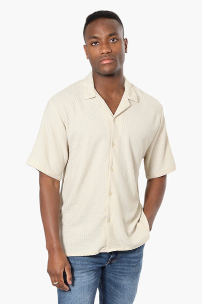 Drill Social Club Camp Collar Textured Casual Shirt - Cream - Mens Casual Shirts - International Clothiers