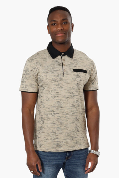 Jay Y. Ko Patterned Front Pocket Polo Shirt - Beige - Mens Polo Shirts - International Clothiers