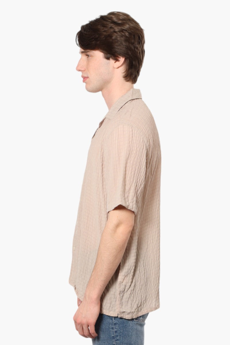 Bruno Camp Collar Textured Casual Shirt - Beige - Mens Casual Shirts - International Clothiers