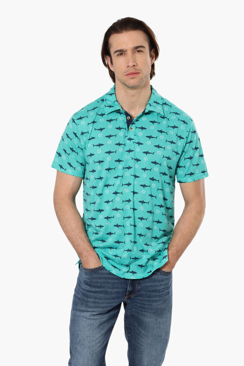 Canada Weather Gear Shark Pattern Polo Shirt - Teal