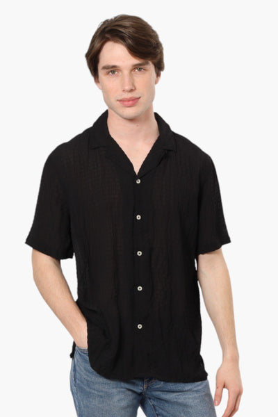 Bruno Camp Collar Textured Casual Shirt - Black - Mens Casual Shirts - International Clothiers