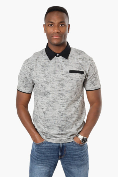 Jay Y. Ko Patterned Front Pocket Polo Shirt - Grey - Mens Polo Shirts - International Clothiers