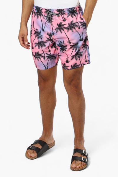 Boardsports Palm Tree Pattern Tie Waist Shorts - Pink - Mens Shorts & Capris - International Clothiers