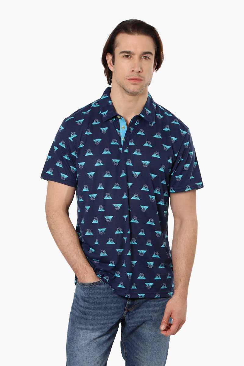 Canada Weather Gear Mountain Pattern Polo Shirt - Navy