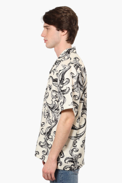 Malibu Patterned Camp Collar Casual Shirt - Cream - Mens Casual Shirts - International Clothiers