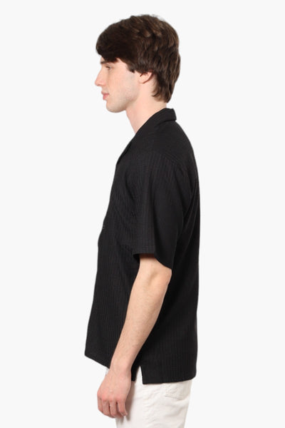 Drill Social Club Camp Collar Textured Casual Shirt - Black - Mens Casual Shirts - International Clothiers