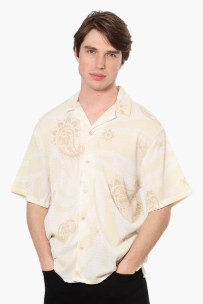 Drill Social Club Patterned Textured Casual Shirt - Cream - Mens Casual Shirts - International Clothiers