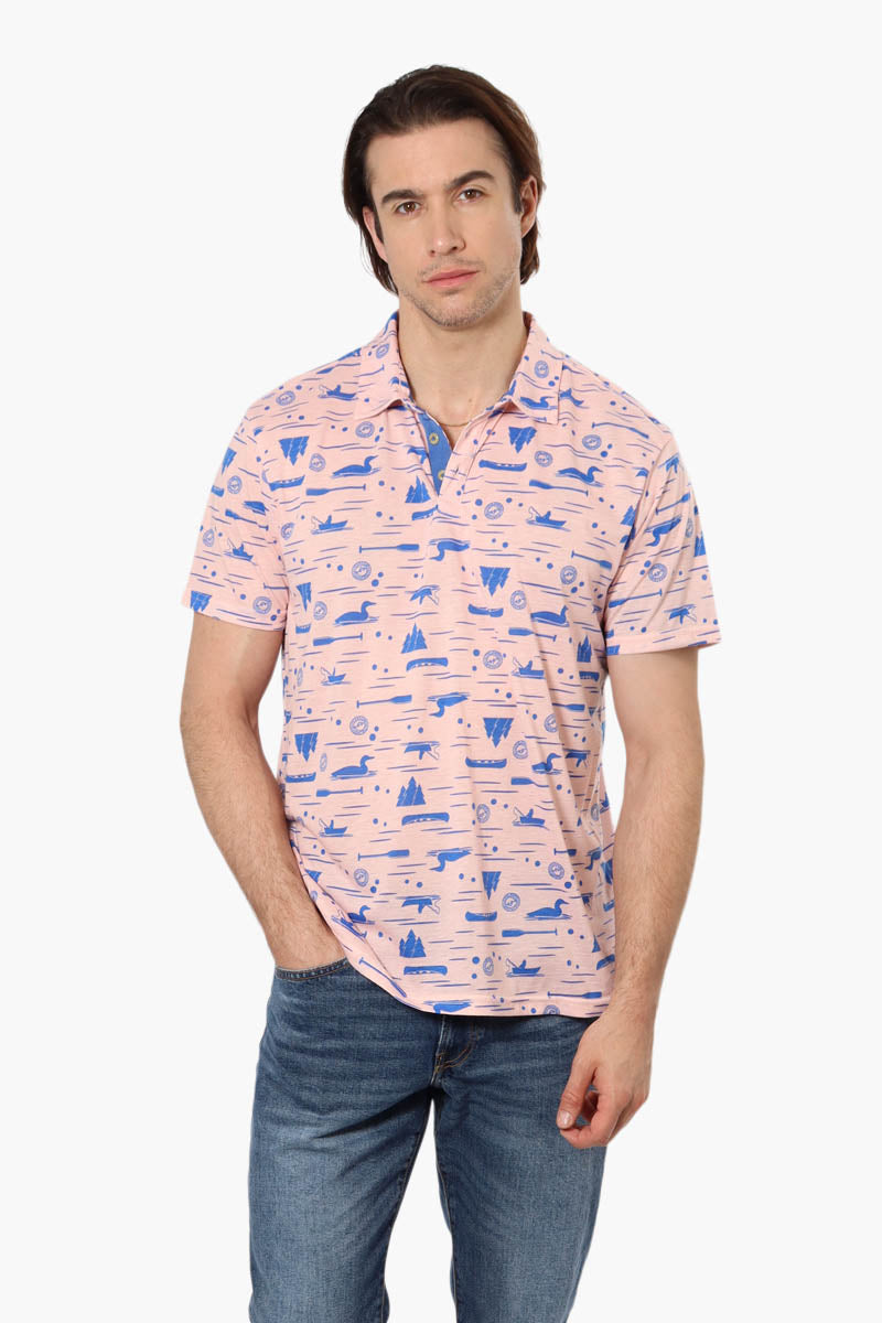 Canada Weather Gear Loon Pattern Polo Shirt - Pink